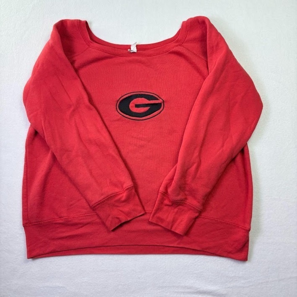 Women's Size XXL Red UGA Bella Sweatshirt Off the Shoulder University of Georgia